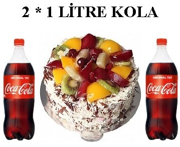 6-9 Kişilik Karışık Meyveli Yaş Pasta & 2x1 Lt Cola pasta