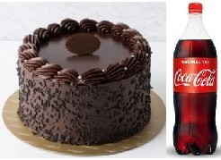 6-9 Kişilik Sade Klasik Çikolatalı Pasta & 1 Lt Cola pasta